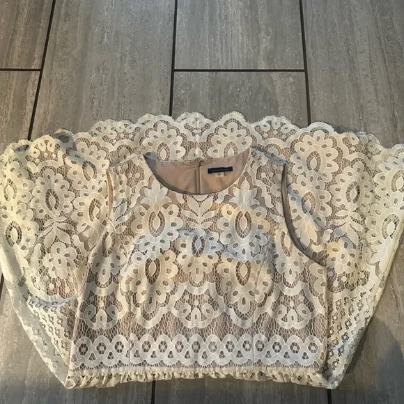 Size 14 Tommy Hilfiger lace overlay beige dress. - Picture 3 of 4